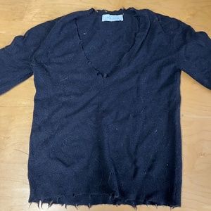 IRO Brody Distressed V-Neck Black Sweater